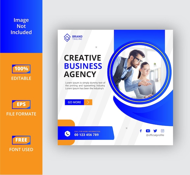 Креативное бизнес-агентство баннер в социальных сетях Premium Vector Template