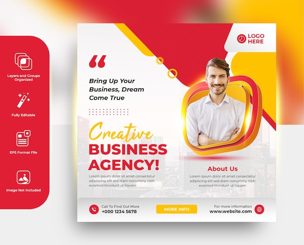 Creative business agency social media banner template post