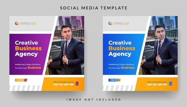 Modello di progettazione di post sui social media di creative business agency vettore