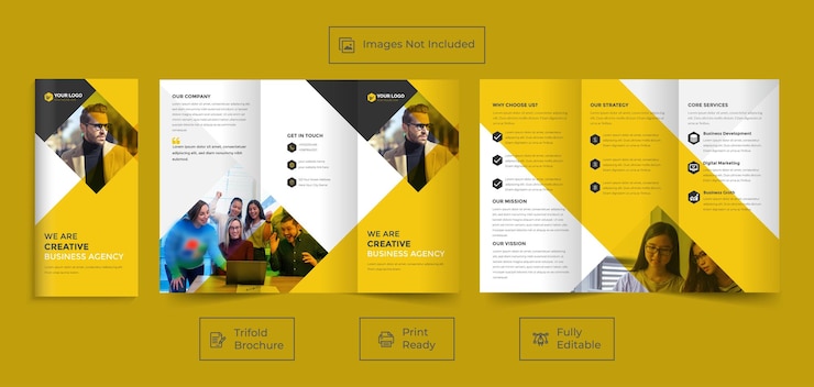 Vector creative business agency trifold brochure template
