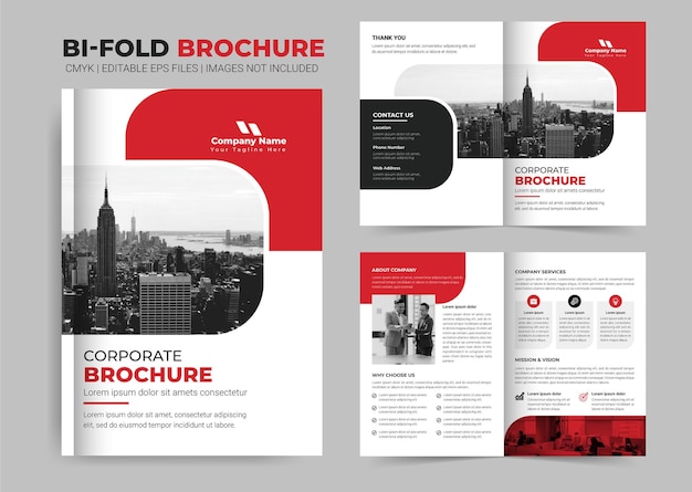 Creative business bifold brochure template or magazine cover design template company profile