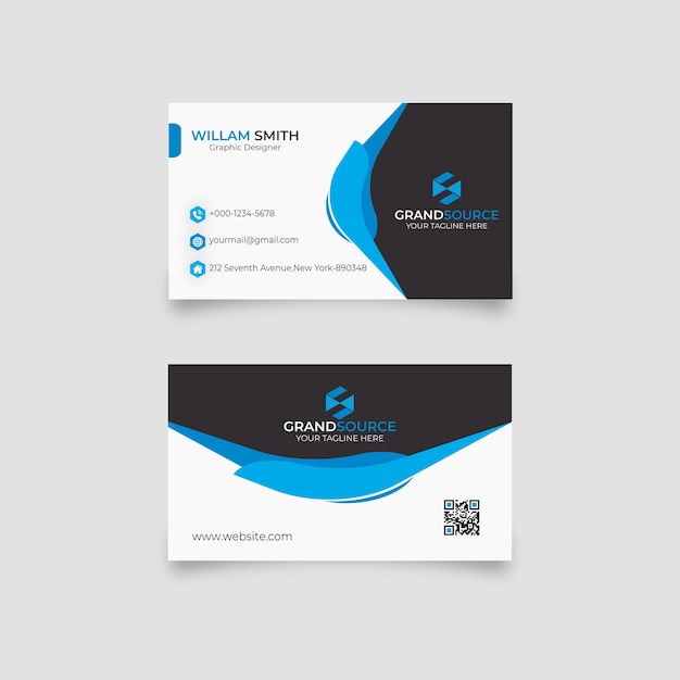 Creative business card in blue color design template