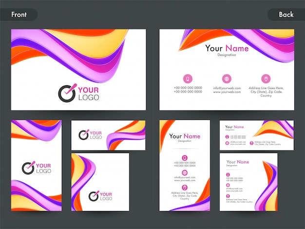 Creative business card set with colorful waves.