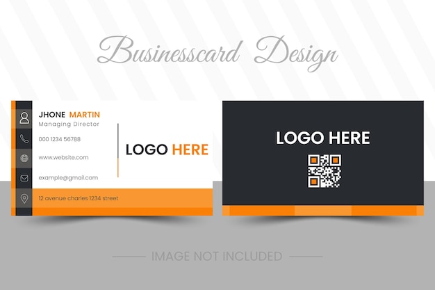 Creative business card template design vector black and orange color