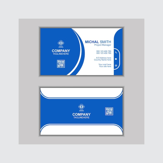 A creative business card with a blue and white