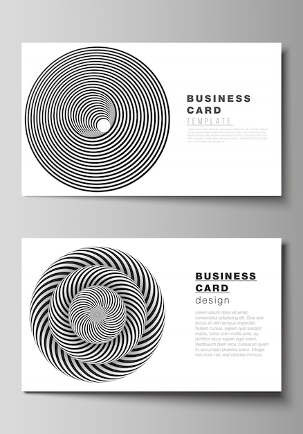 creative business cards design templates. Abstract 3D geometrical  with optical illusion black and white