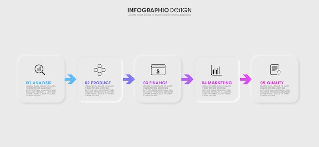 Vettore concetto aziendale creativo con 5 opzioni progettazione di infografiche di linea temporale
