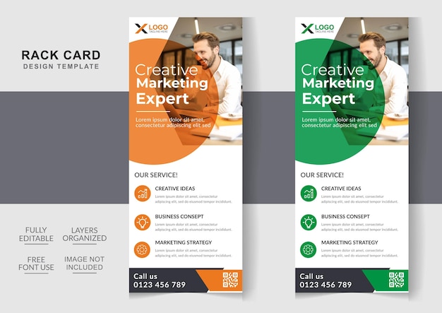 Creative business corporate rack card dl flyer editable template