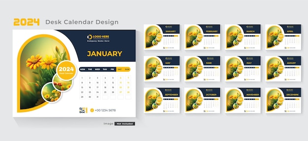 Creative business desk calendar template for new year