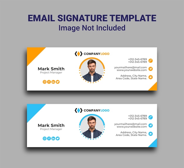 Creative business email signature template or email footer social media cover design