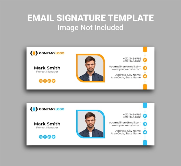 Creative business email signature template or email footer social media cover design