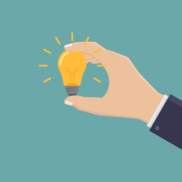 Creative business hand holding light bulb design illustration
