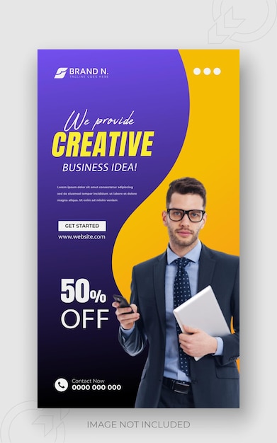 Creative business idea and digital instagram story or 2 color gradient clean background facebook cover design template