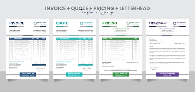 Vector creative business invoice quotation pricelist letterhead form design template vector