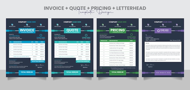 Vector creative business invoice quotation pricelist letterhead form design template vector