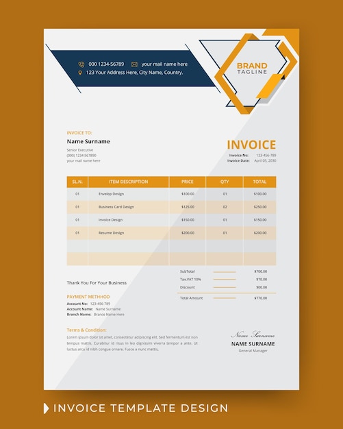 Creative business invoice template design with price receipt