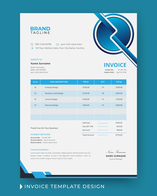 Creative business invoice template design with price receipt