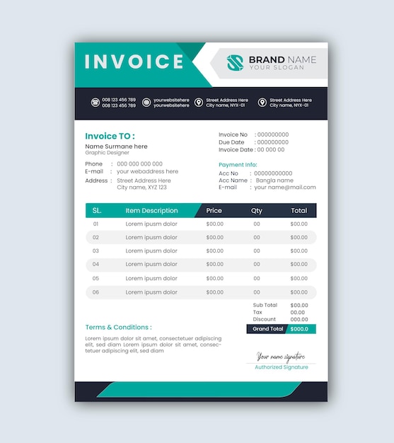 Creative business invoice template design