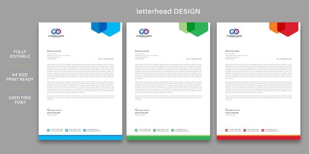 Layout di progettazione del modello di carta intestata di business creativo con sfondo di elementi grafici