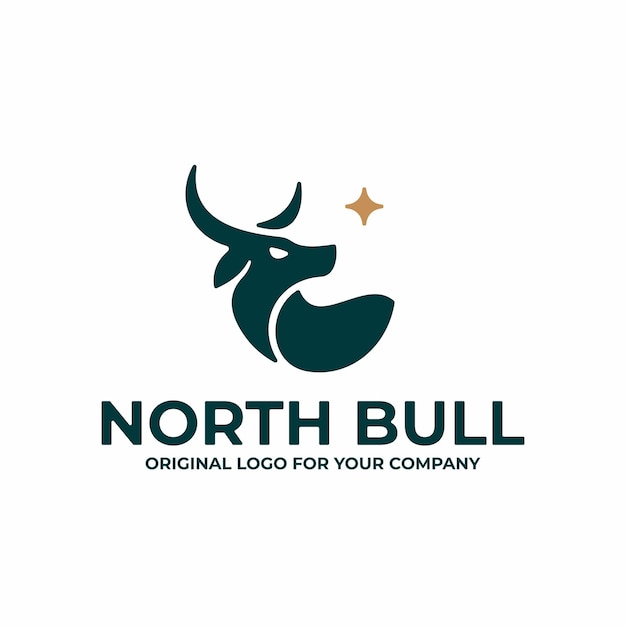 Creative business logo with bulls head concept looking at the stars