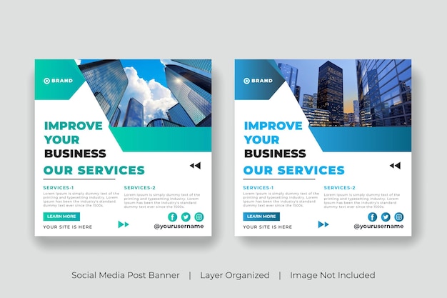ソーシャルメディア投稿テンプレートのクリエイティブビジネスマーケティングバナー