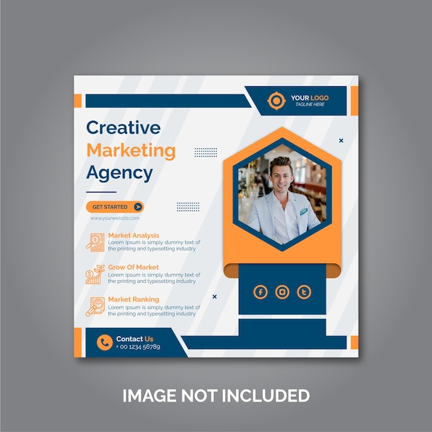 Creative business marketing social media post template Premium