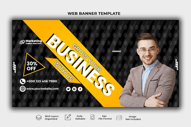 Vector creative business marketing web banner template.