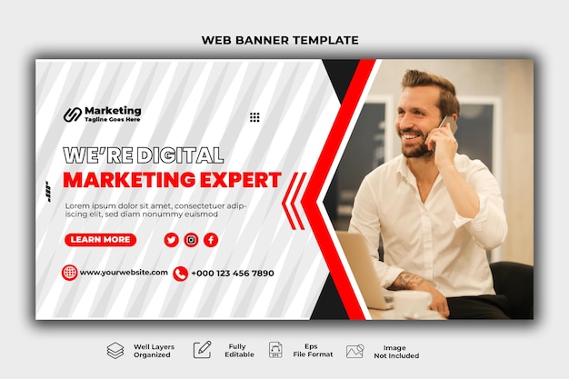 Modello di banner web di marketing aziendale creativo.