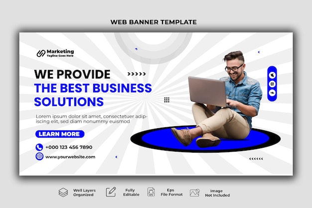 Vector creative business marketing web banner template.