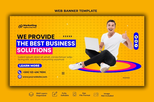 Vector creative business marketing web banner template.