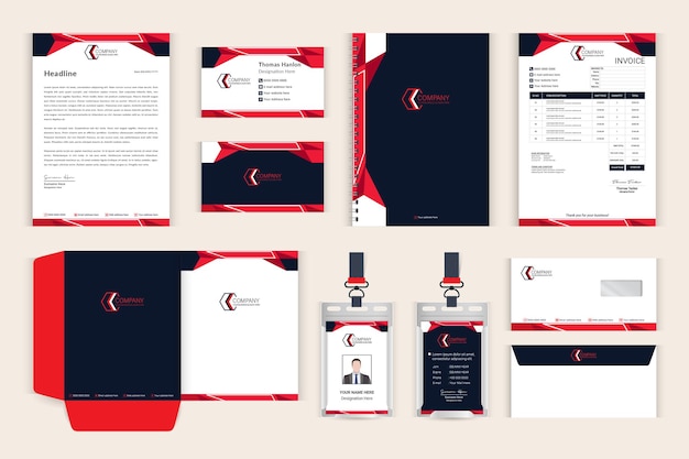 Vector creative business minimal brand stationery set