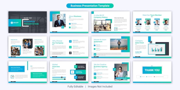 Set di modelli di diapositive per presentazioni powerpoint aziendali creative
