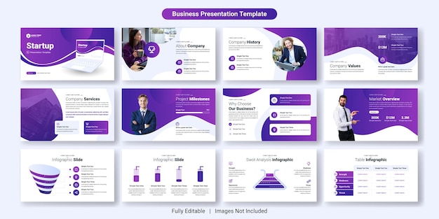Set di modelli di diapositive per presentazioni powerpoint aziendali creative