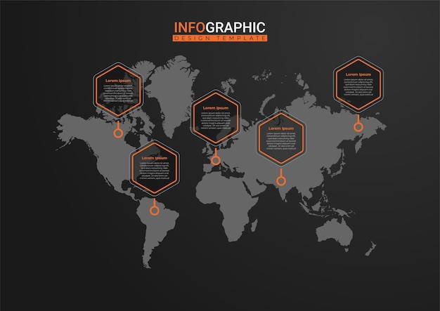 Creative business presentation design for infographics with world map background