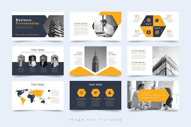 Vector creative business presentation slide template design set