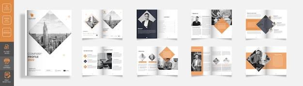 Vector creative business profile brochure template design 16 page