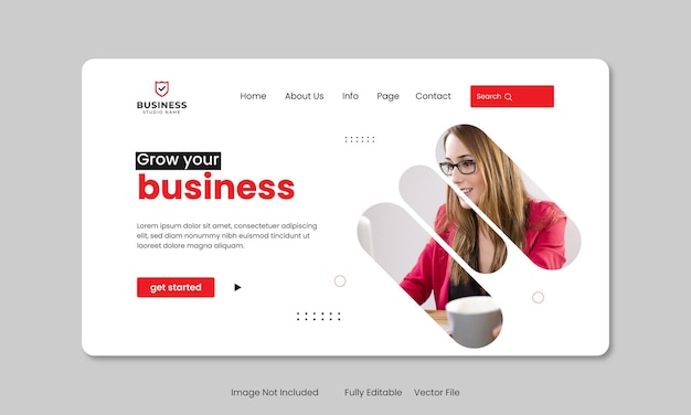 Vector creative business promotion landing page with photo