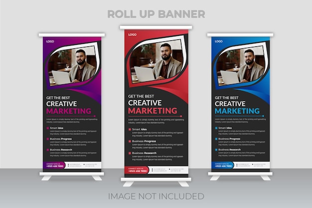 Modello di progettazione banner rollup business creativo