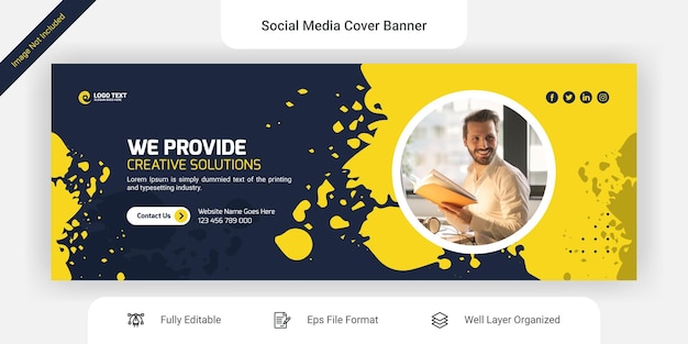 Creative business social media facebook cover banner template design