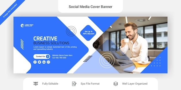 Creative business social media facebook cover banner template design