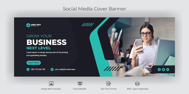 Creative business social media facebook cover banner template