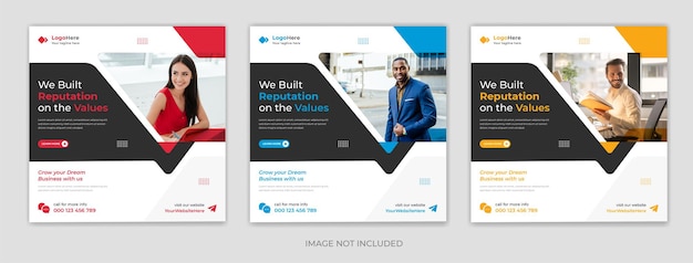 Creative business social media post template square instagram post premium vector