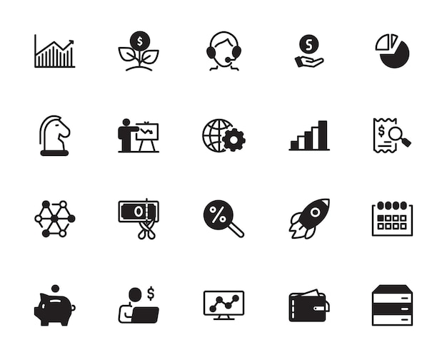 Creative business solutions related icon set Innovation team management