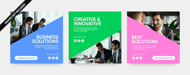 Vector creative business solutions social media post templates