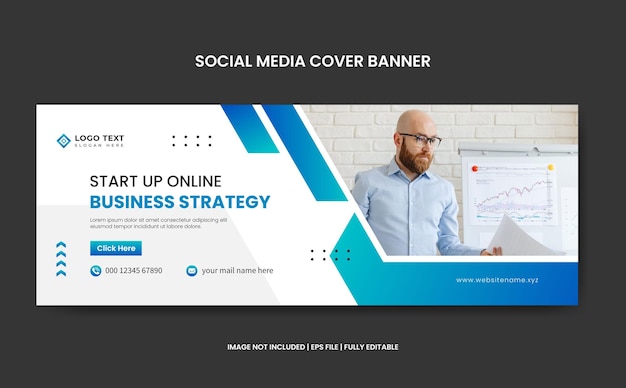 Creative Business Strategy social media cover template Abstract banner design web template