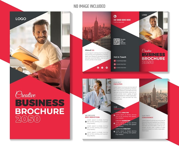 Vector creative business trifold brochure template with modern design