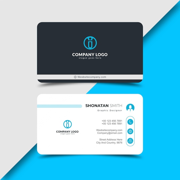 creative business visiting card design in elegant blue and white template