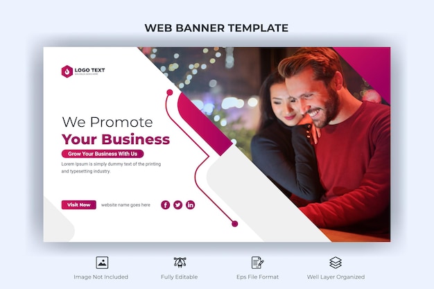 Creative business web banner and landing cover page and youtube thumbnail template