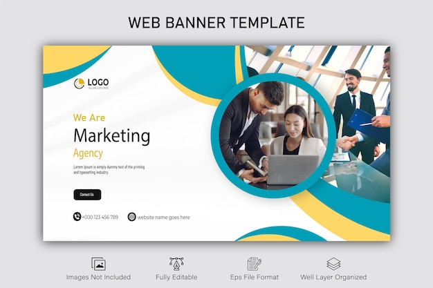 creative business web banner presentation and landing cover page, youtube thumbnail template