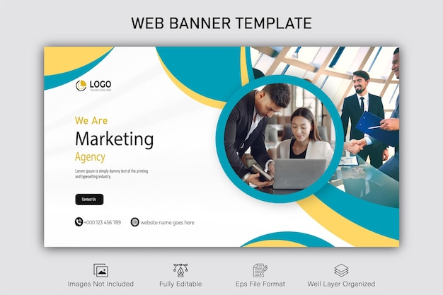 Vector creative business web banner presentation and landing cover page, youtube thumbnail template